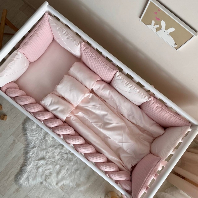 Set lenjerie patut bebe Velvet roz (6)